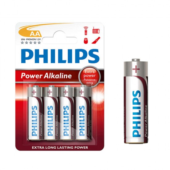 	Pilha Alcalina Philips Aa - Lr06 1,5v (blíster 4 Un) ø14,5x50,5mm	