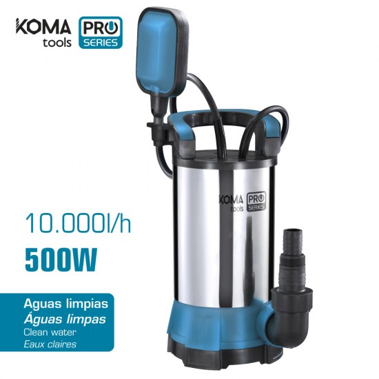 	Bomba Para Extração De água Limpa 500w Aço Inox 17x30cm Koma Tools	